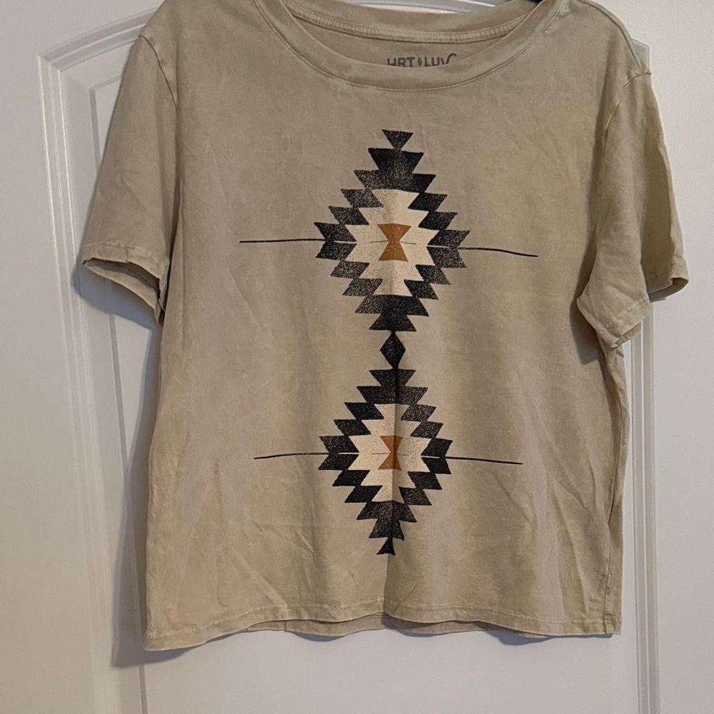 Aztec Print Beige T-Shirt